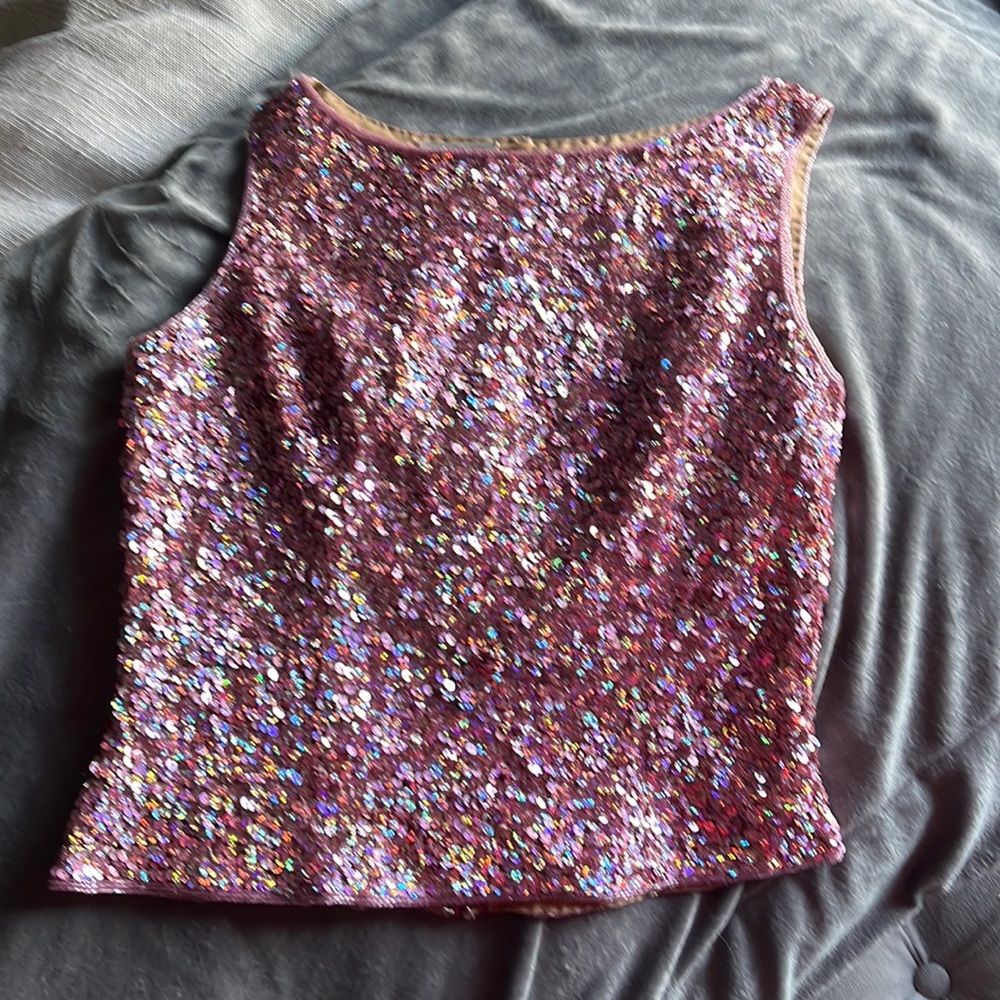 Sean Collection Pink Sequin Tank Top Shirt